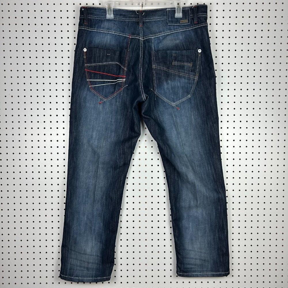 Mecca 2000s Baggy Jeans 38x32‎ Blue Cargo Stash Pocket Y2K Grunge Skater Hip Hop